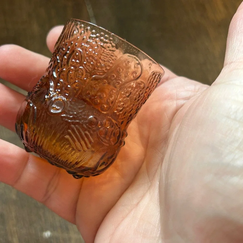 Nuutajärvi‎ Arabia Finland Oiva Toikka Fauna Amber Glass Decanter 5 Shot Glasses